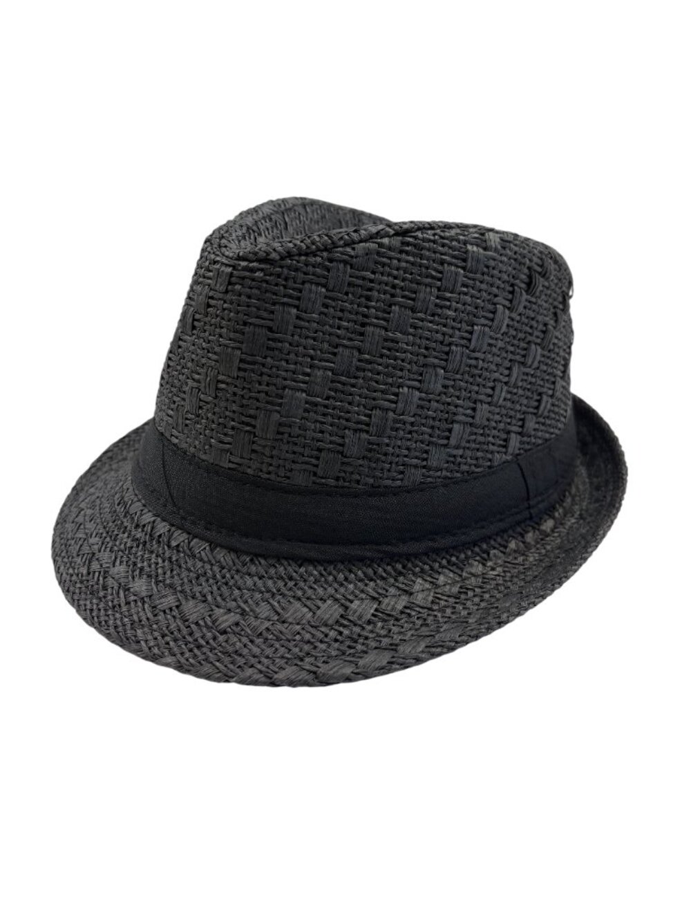 Fedora Trilby Hat - Summer Black Straw W/ Black Band -L/XL- NWT - Gender Neutral